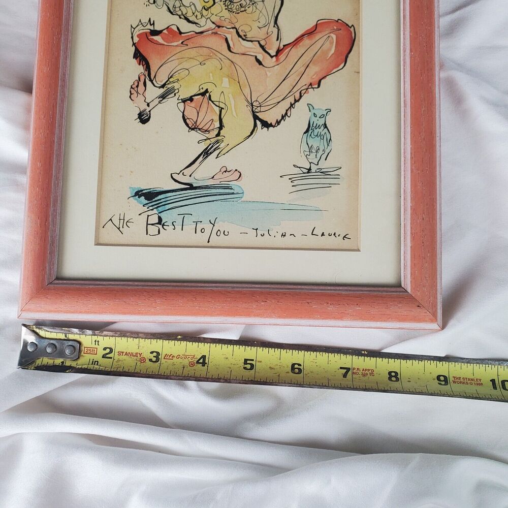 Original Signed Framed Art Dancing Clown Gypsy The Best To You Julian Laurie - Picture 3 of 6